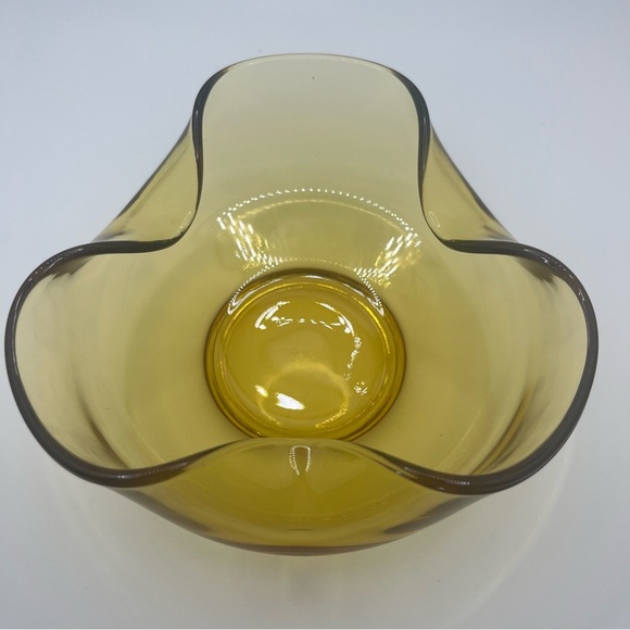 Vintage Anchor Hocking Amber Glass Folded Edge Bowl 5" X 2.5" - Picture 4 of 7